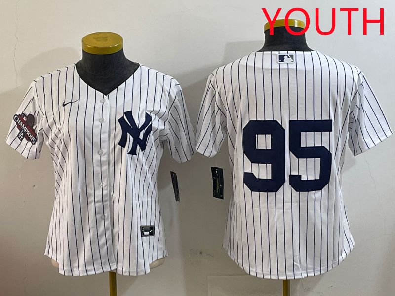 Youth New York Yankees #95 No Name White Stripe Game 2025 Nike MLB Jersey style 1